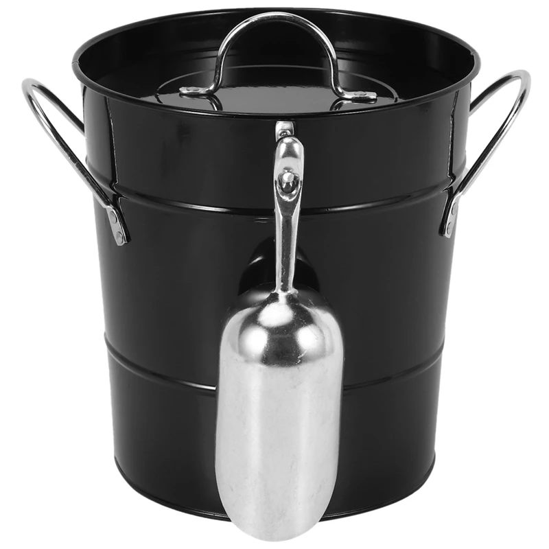 

Thickened Tin Bucket with Lid Ice Bucket Portable Round Small Ice Bucket Bar Beer Bucket Ice Cube Container