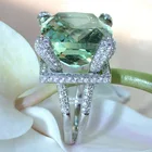 Роскошные кольца с зеленым Цирконом для женщин, серебристые ювелирные изделия, Винтажное кольцо, женское модное свадебное кольцо с кристаллами, женское кольцо на палец Вечерние