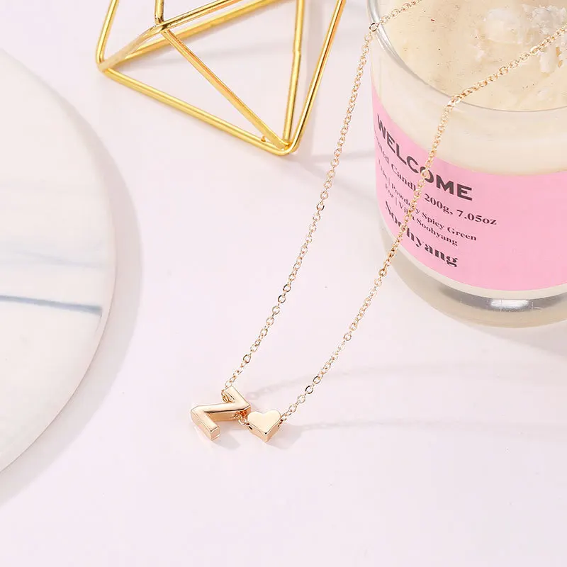 

Sumon necklace with pendant, necklace with tiny heart and Initial Pendant, gold lady necklace pendant, jewelry
