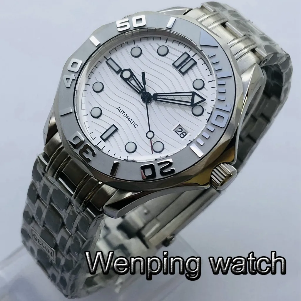 

Bliger 41mm Mens Top Luxury Sterile Watch Silver Case Ceramic Bezel Sapphire Glass Silver Dial Luminous NH35A Movement Watch