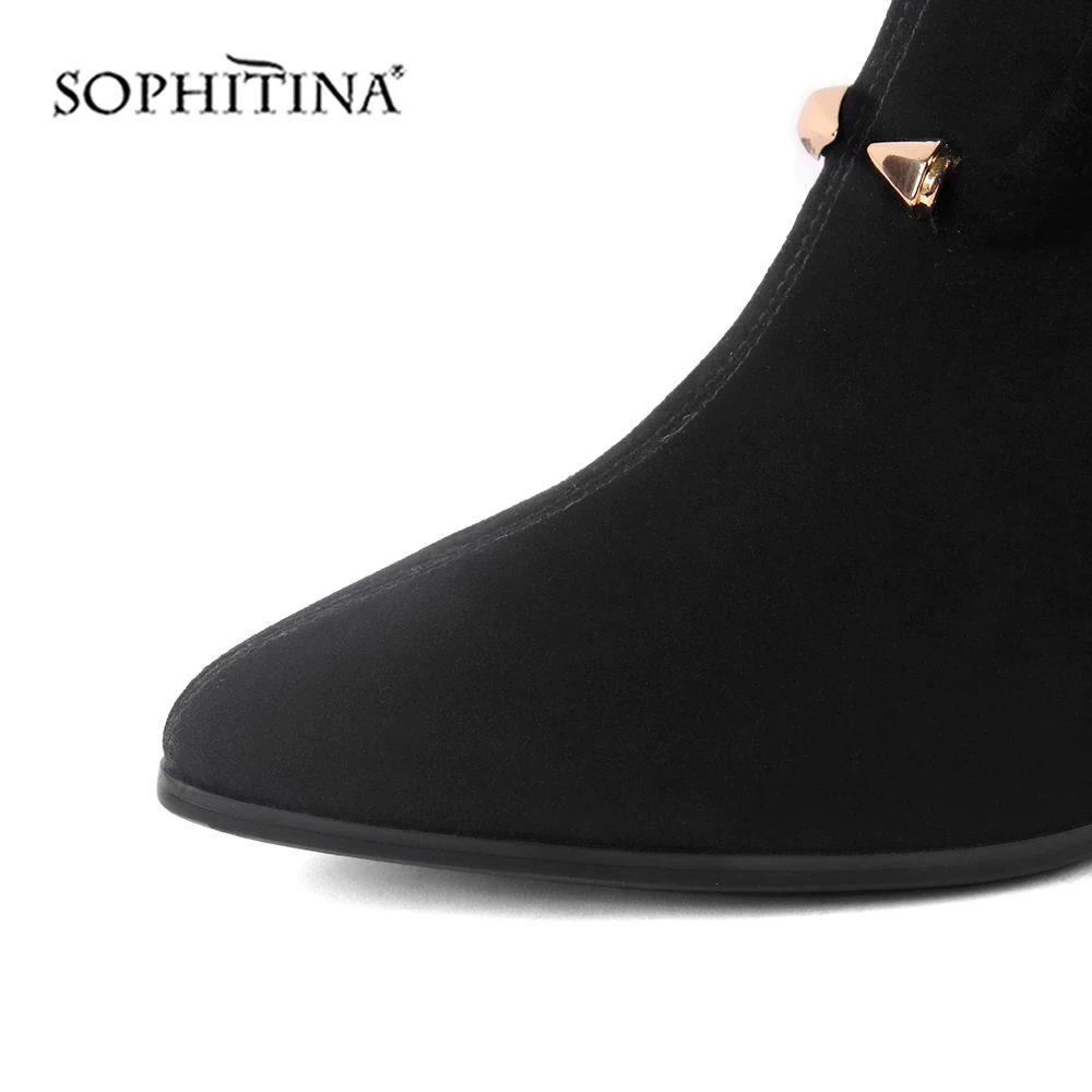 SOPHITINA/женские ботинки на квадратном каблуке Высококачественная детская замшевая