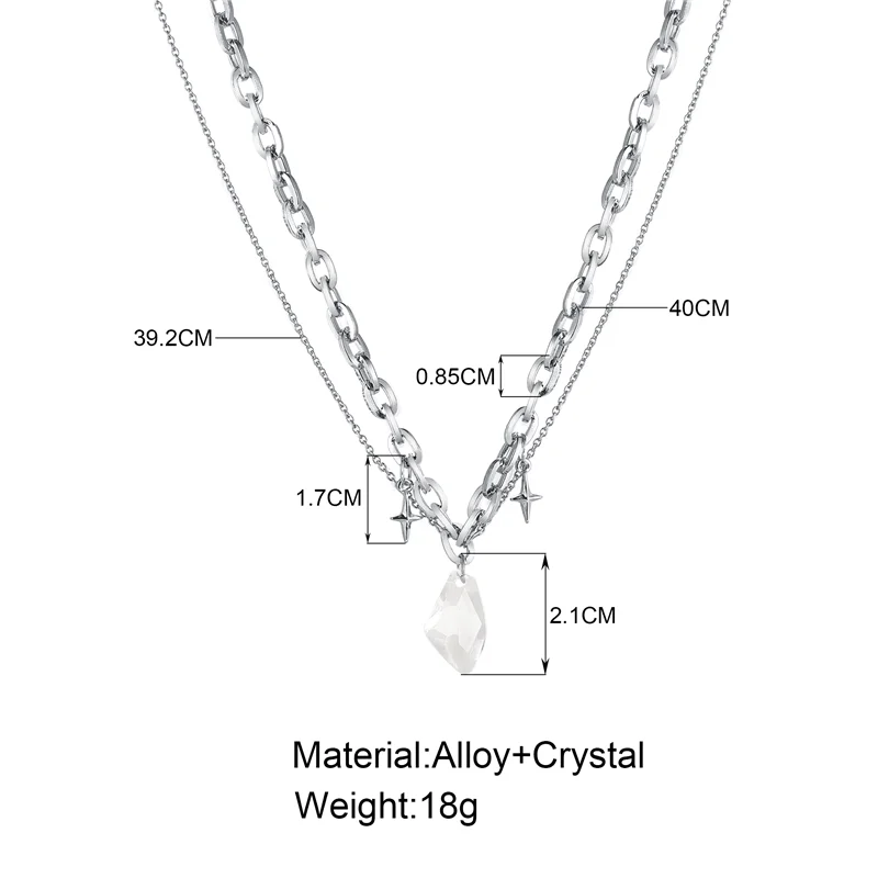Женское ожерелье с подвеской из прозрачного кристалла серебряного цвета |