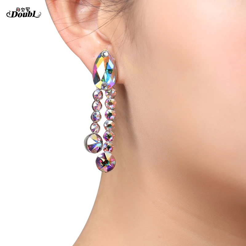 Двойные Профессиональные длинные серьги гвоздики для танцев аксессуары