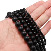 46810mm matte black beads loose glass stone beads dull polish onyx carnelian for men women bracelet jewelry making wholesale