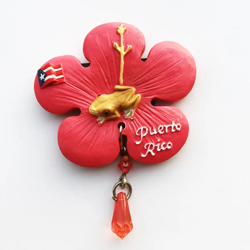 

QIQIPP Phoenix flower frog flag creative tourism souvenir crafts refrigerator paste Puerto Rico autonomous state United States