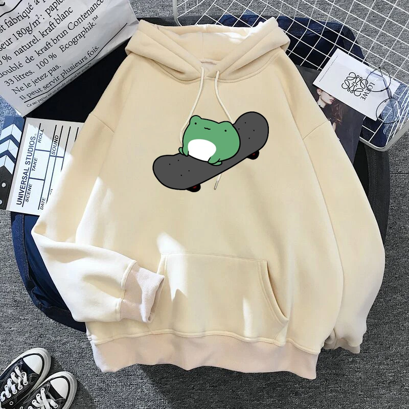 

Springtime Skateboard frog Sweatshirt men and women's Hoodies Harajuku Warm Pullover Womens Hoodie Goth Hoddies For Teens