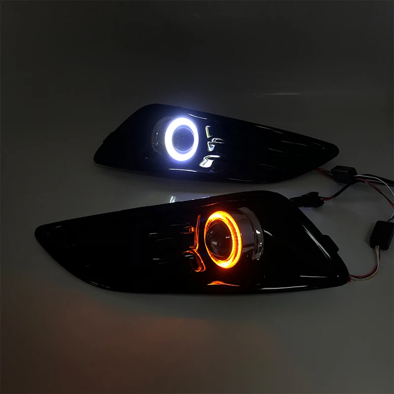 

LED daytime running light fog lamp refit angel eye lens with yellow light steering is suitable for 13-16 Ford Fiesta Auto parts