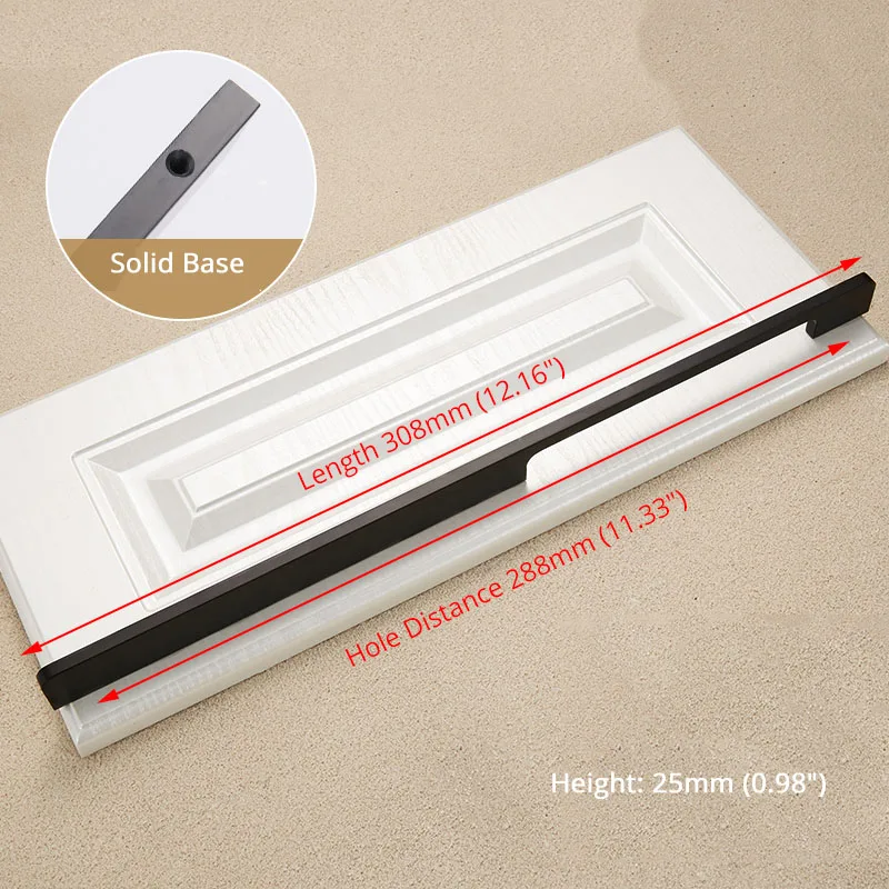Blac 288mm KAK 5 шт. черные ручки для шкафа из твердого алюминиевого сплава кухонная дверная ручка для шкафа ручки для выдвижных ящиков оборудование для обработки мебели - Цвет: Blac 288mm