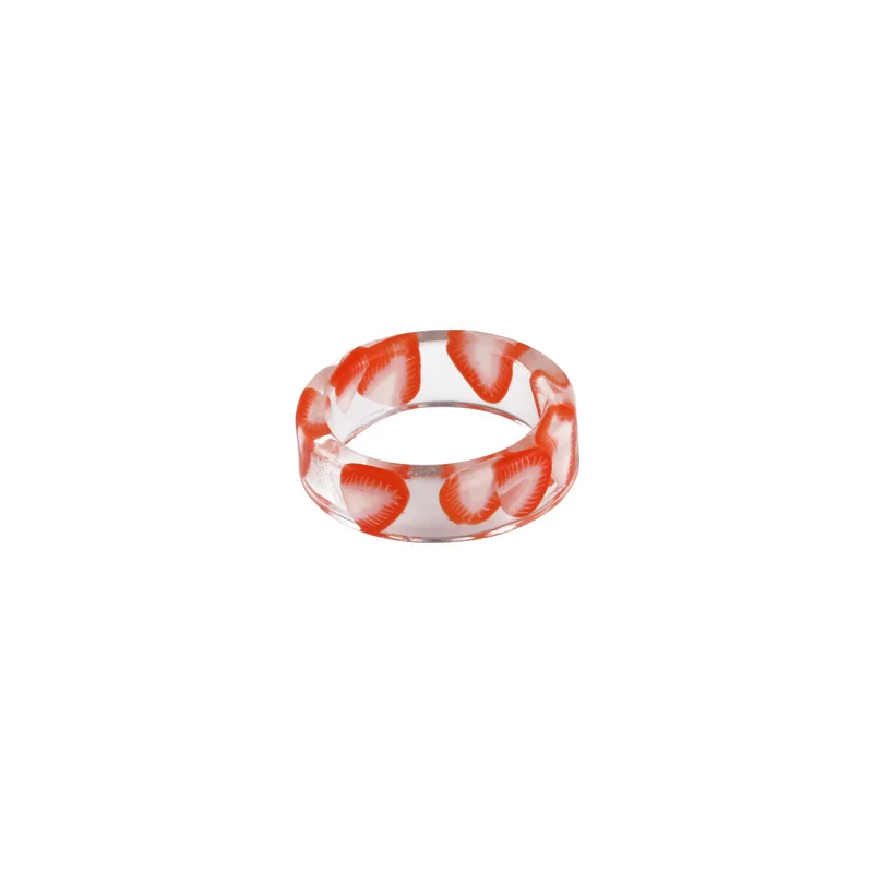 

Women's Jewelry 2021 New Trendy Korean Fashion Acrylic Geometric Transparent Colorful Fruit Rings