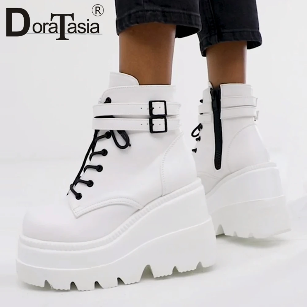 

DORATASIA Luxury Brand New INS Hot Ladies High Platform Boots Fashion High Heels Ankle Boots Women 2020 Party Wedges Shoes Woman