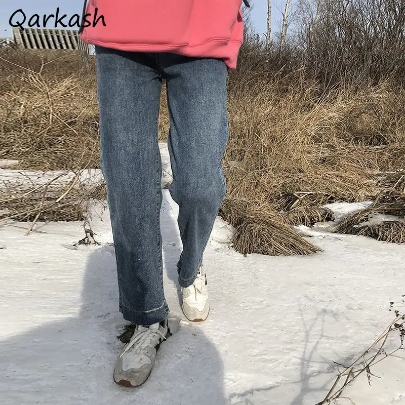 

Джинсы женские прямые осенние универсальные Классические Стильные Простые винтажные праздничные с карманами для студенток Новая мягкая о...