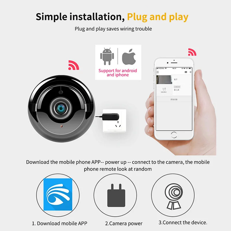 720P Беспроводной экшн камера с Wi Fi подключением Камера домашней безопасности IP CCTV