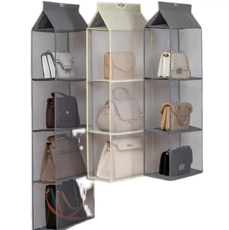 

2/3/4 Pocket Hanging Handbag Organizer for Wardrobe Closet Transparent Storage Bag Door Wall Sundry Shoe Bag with Hanger Pouch