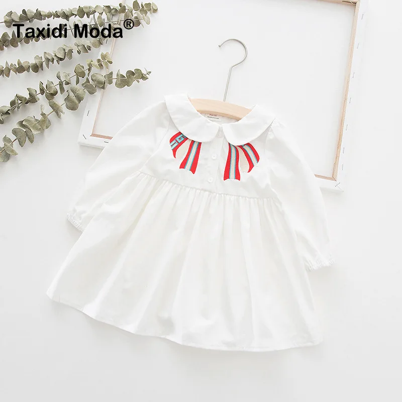 2019 новое осеннее платье из 100% хлопка с вышивкой для маленьких девочек вечерние