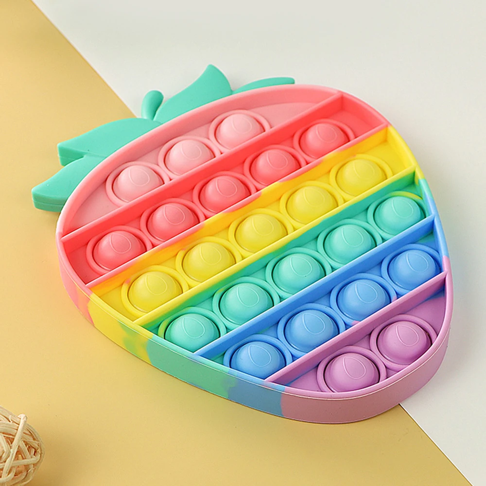 Juguete de fresa con arco&iacute;ris para ni&ntilde;os, juguete sensorial para aliviar el estr&eacute;s, juego sencillo antiestr&eacute;s, novedad-2