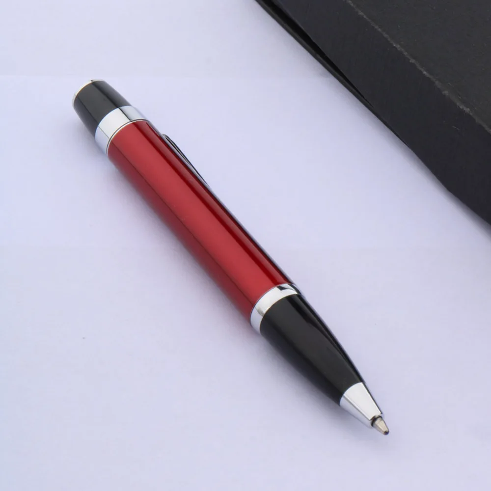 Студенческая ручка классическая металлическая шариковая с красной и серебряной