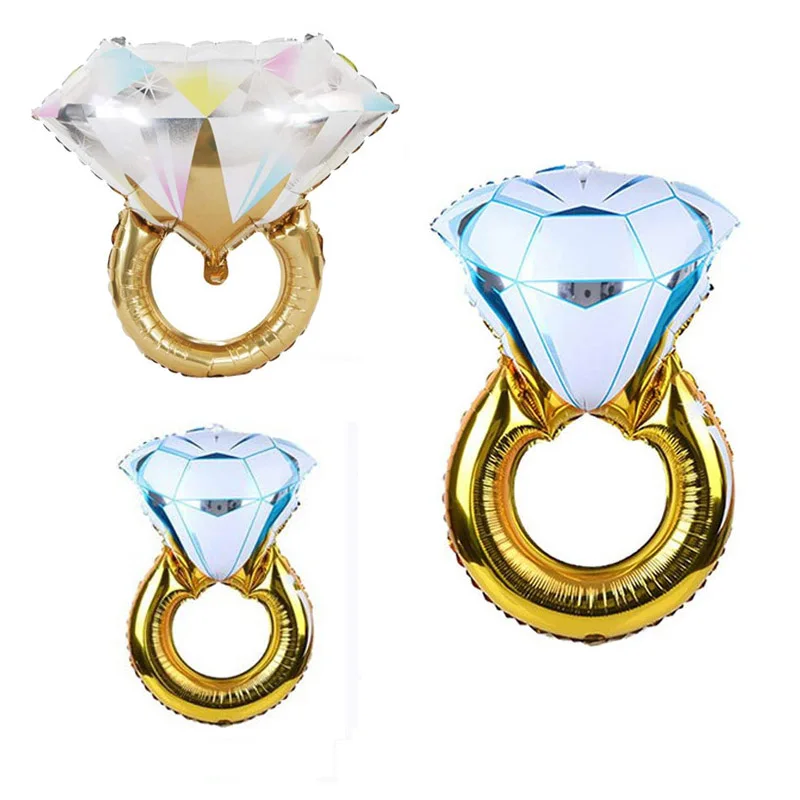 2 шт. фольгированные воздушные шары в виде кольца с бриллиантами|Украшения своими
