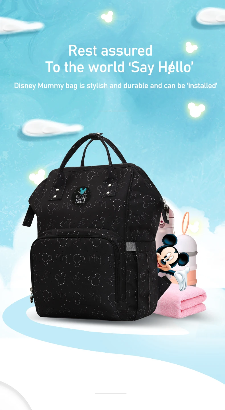 Сумка для подгузников disney, рюкзак для мамы, USB бутылочка с подогревом, Детская сумка для мамы, сумка для подгузников, мокрая сумка, Микки Маус, отправка крючка