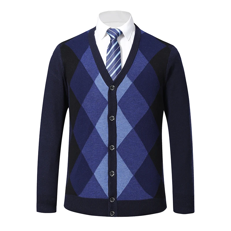 New Fashion Brand 6% Wool Sweaters Mens Cardigan Jumpers Knit V Neck Autumn Patterns Slim Fit Casual Men Clothes