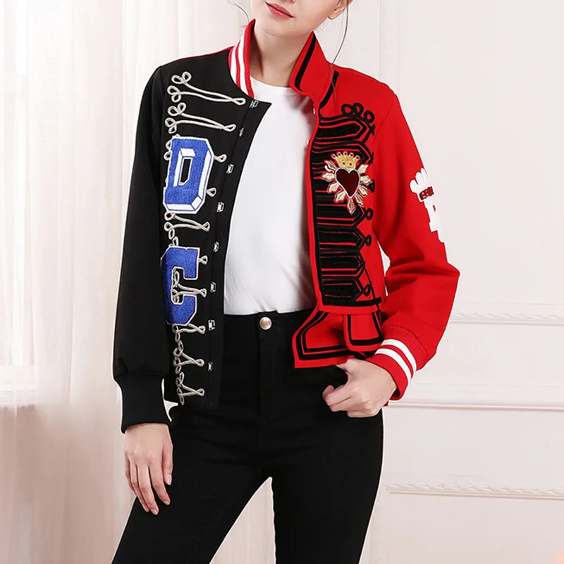 Зимние женские куртки и пальто с вышитыми буквами бейсбольные женское Красное