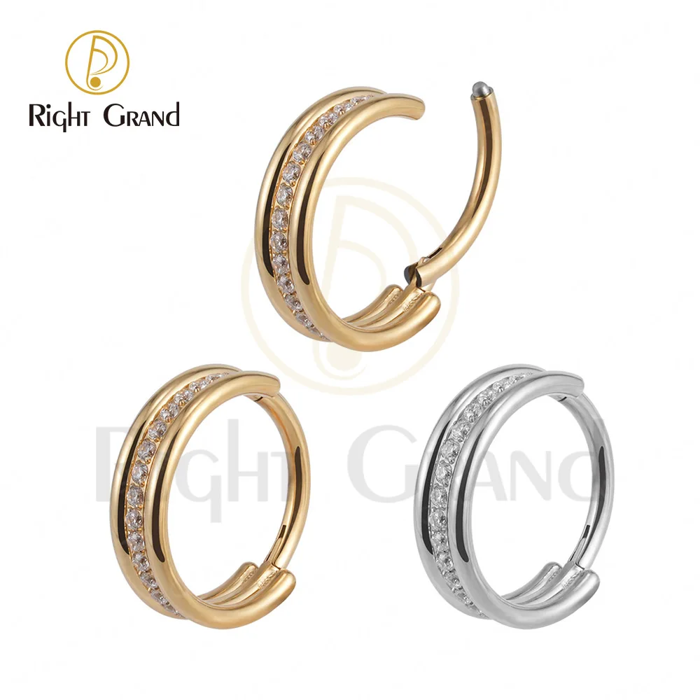 Титановые 3-слойные циркониевые пирсинги правый Grand ASTM F136 для имплантации