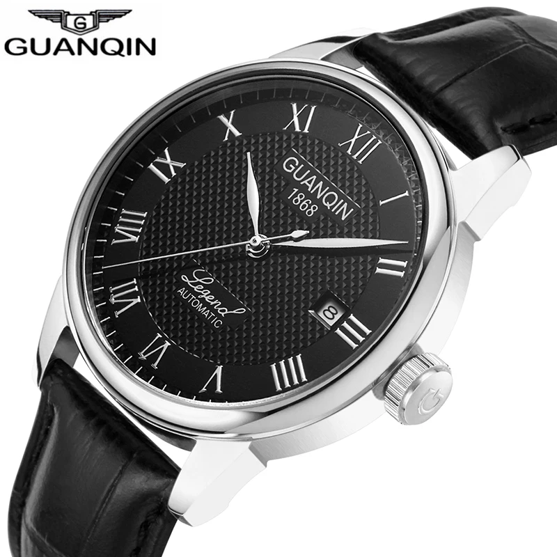 Мужские механические Автоматические деловые часы GUANQIN 2018 роскошные мужские