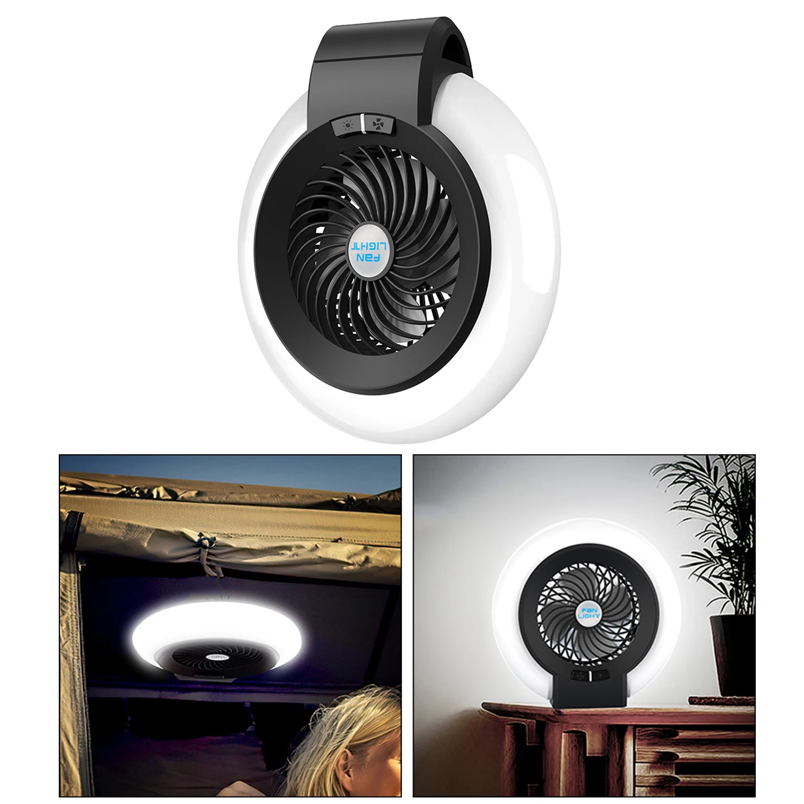 

Portable LED Camping Lantern with Tent Fan with USB Charging for