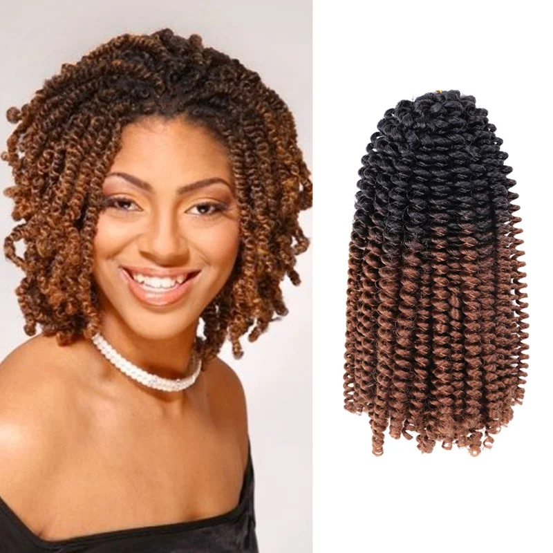 Saisity Ombre Kanekalon Spring Twist Crochet Hair Extensions Synthetic Bomb Nubian Bounce Prestretched Braiding Hair