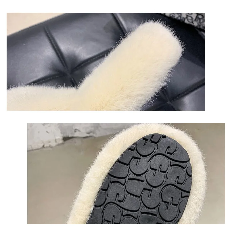 

Fashion Women Slippers Furry Fox Fur Slides Home Color Fur Flip Flops Fluffy Plush House Shoes Female Cute Winter Warm Slippers