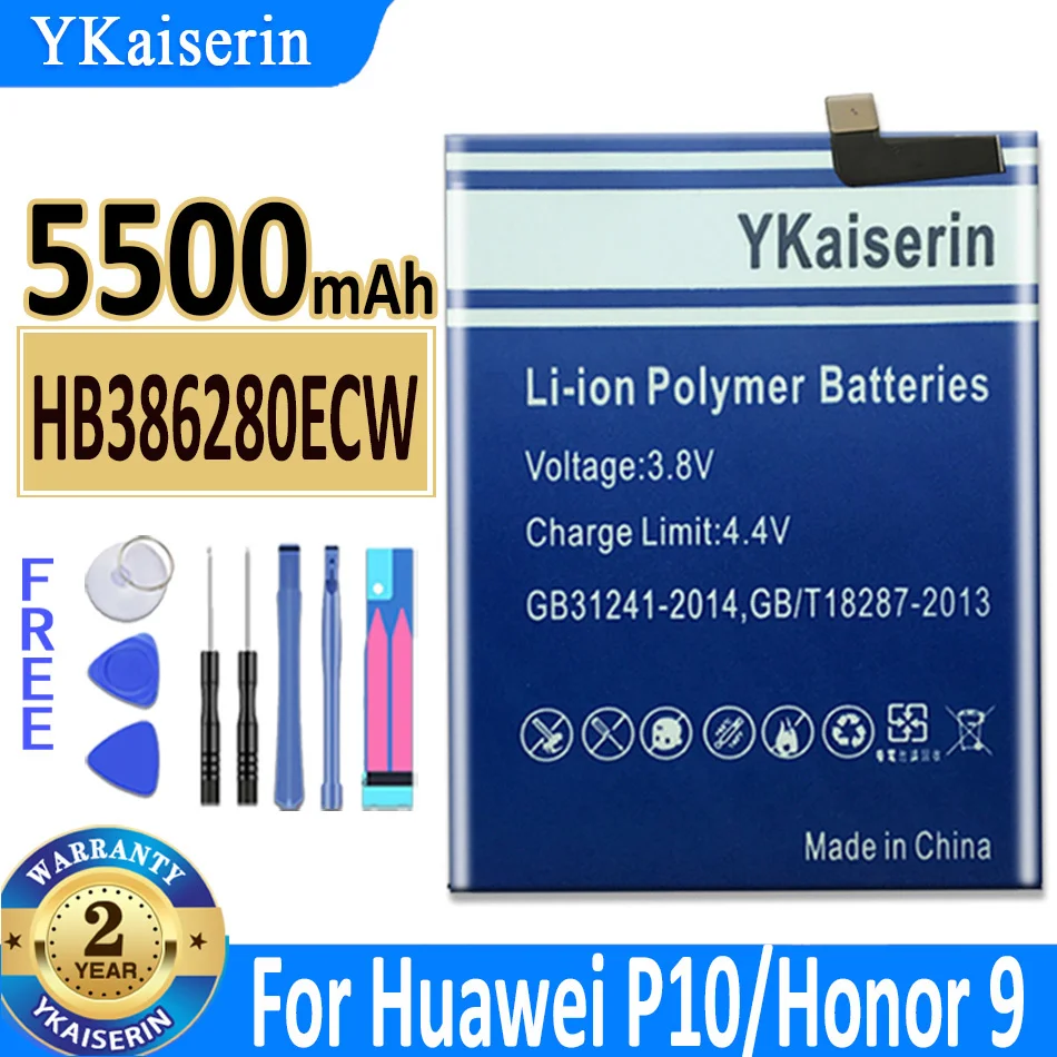 Батарея ykaisin HB386280ECW для Huawei Ascend P10 Honor 9, 5500 мАч Батарея ykaisin HB386280ECW для Huawei Ascend P10 Honor 9, 5500 мАч
