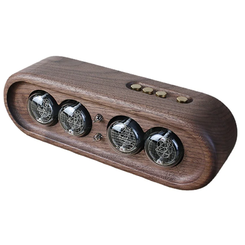 

Luxury Digital Nixie Table Clock Tube RGB Black Walnut Wood Retro Desk Clock SILENT Electronic Digital Light Watch Clocks Gift