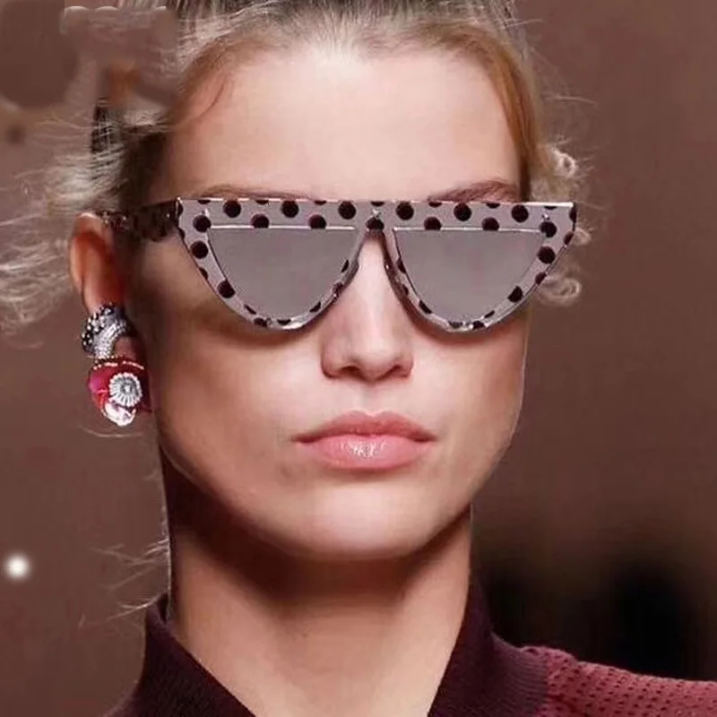 Кошачий глаз солнцезащитные очки в горошек для женщин роскошный бренд Модные