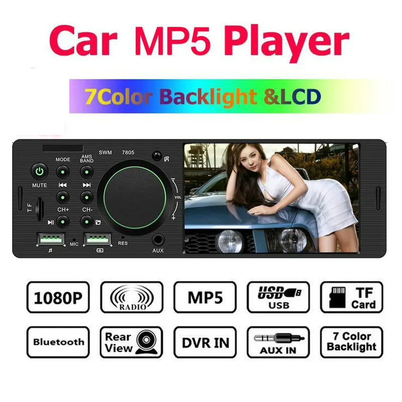 Автомагнитола 1 Din 4 дюйма TFT аудио стерео FM AUX радио Bluetooth MP5 плеер подключение