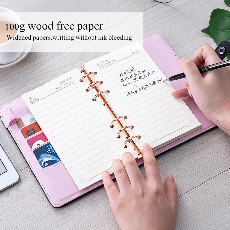 Бесплатная гравировка A6 черных масок Diamond Проверить кожаный ежедневник на 6