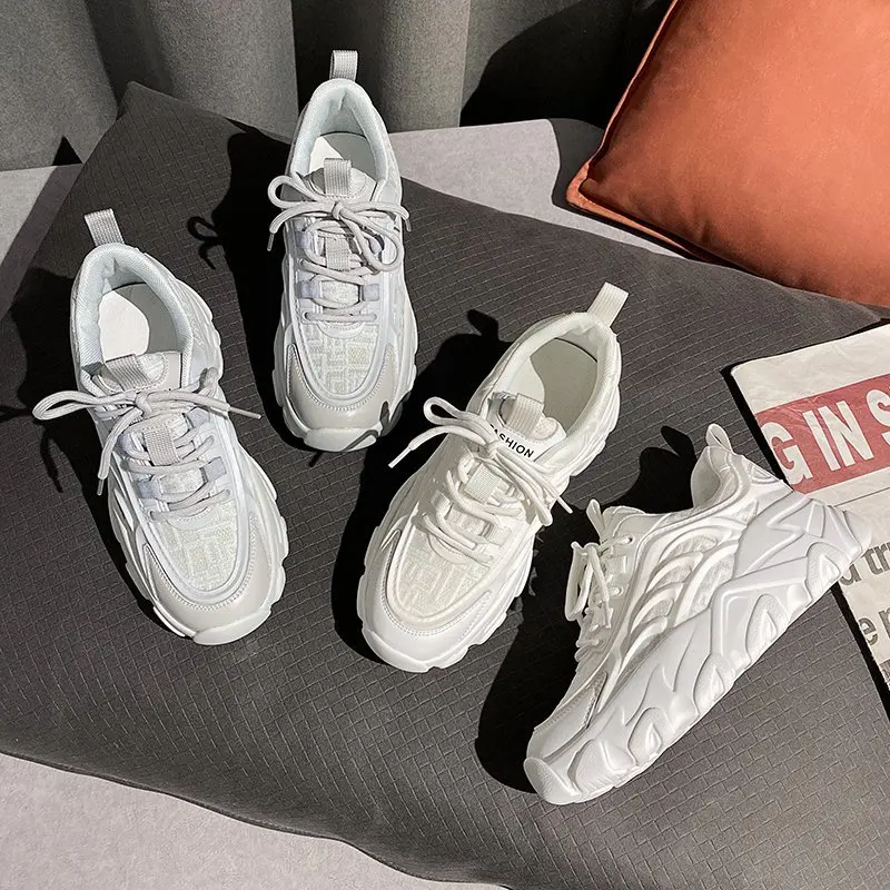 

Women's Chunky Super Thick Bottom Gray Dad Sneakers Platform Vulcanize Shoes Fashion Breathable Casual Running Torre Shoes