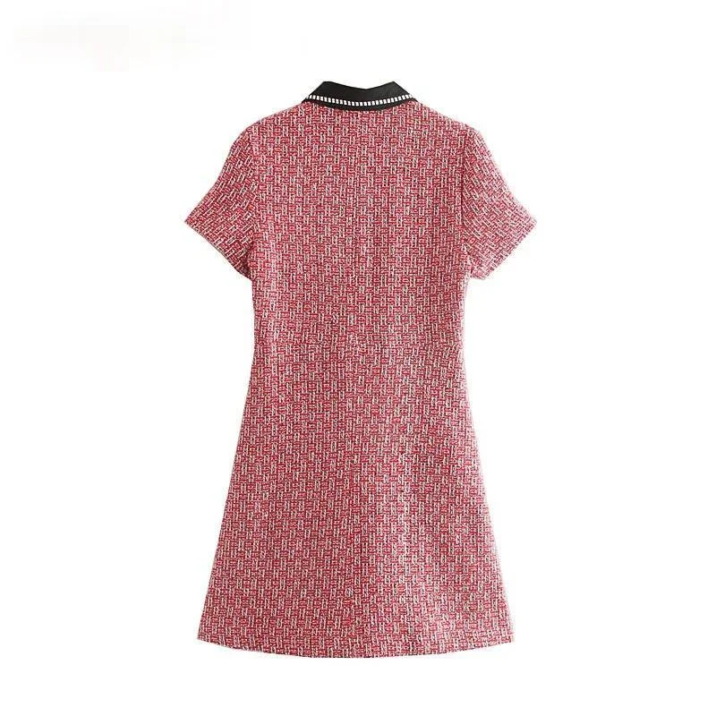 

Retro Chic A Line Dress Single-row Button Sexy Women's Shirt Lapel Short Sleeve Cotton Casual Gothic Dress In Summer