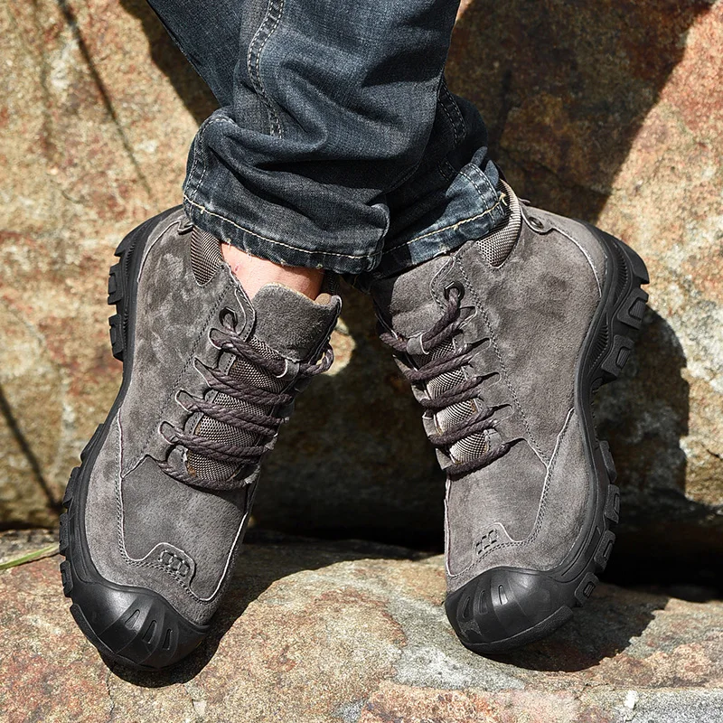 Мужские зимние защитные рабочие ботинки теплые плюшевые меховые мужские с