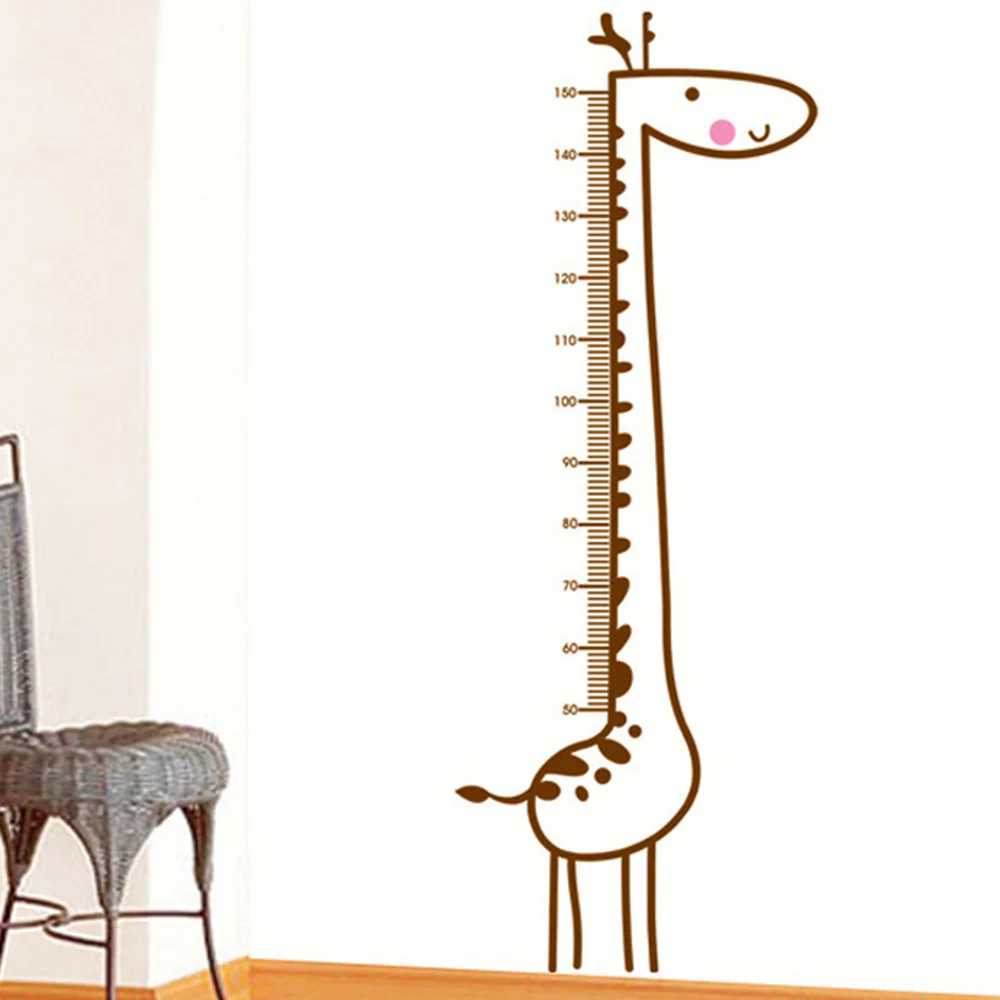 Мультяшный жираф высота мерная Настенная Наклейка фон для детской комнаты