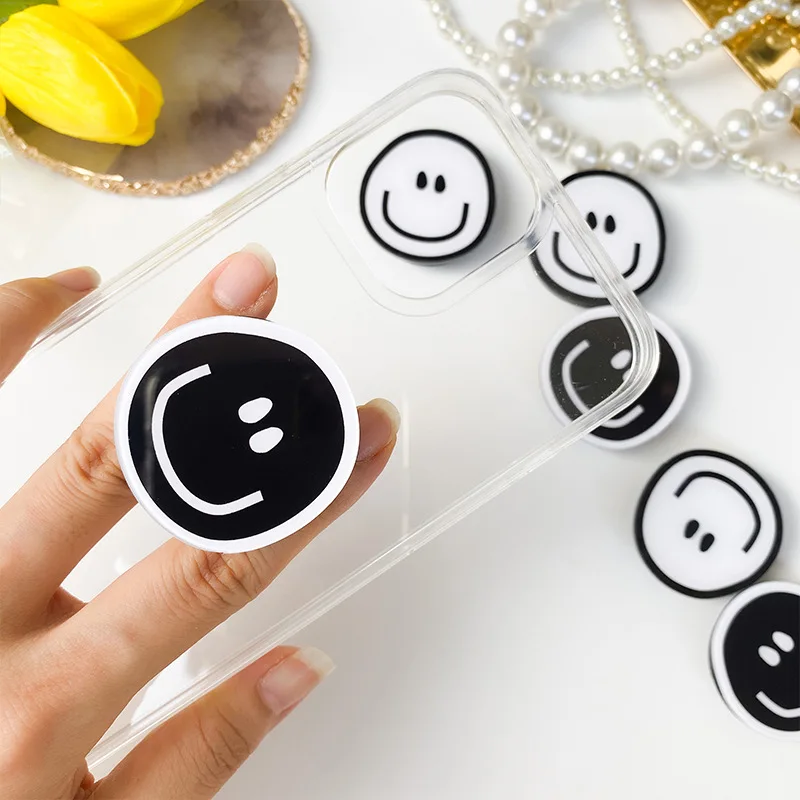 high quality diy ins smiley phone holder for iphone samsung mobile phone grip samsung mobile phone accessory socket phone ring free global shipping