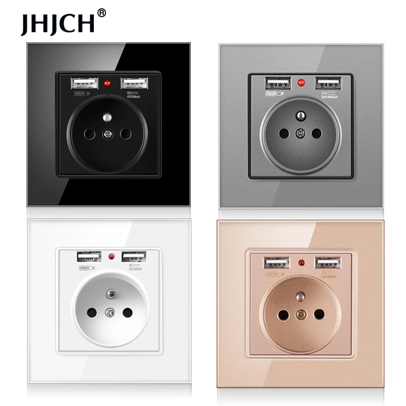Jhjch французские стандартные розетки 16a розетка с 2100ma двойной порт USB зарядное