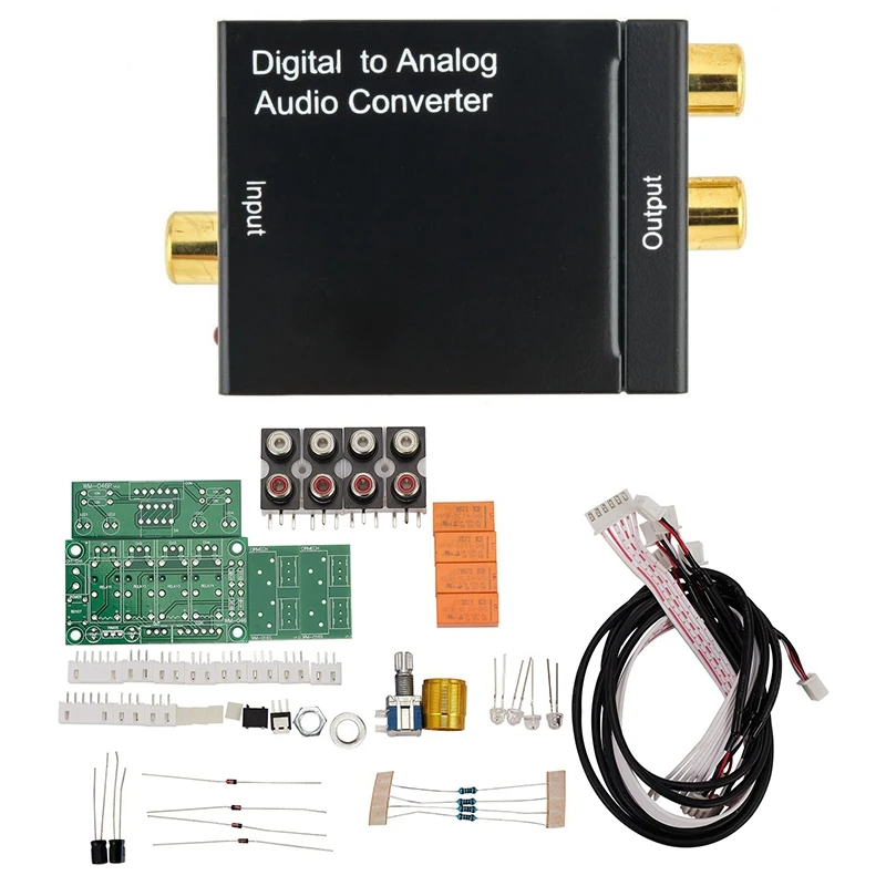 

Цифровой оптический Toslink SPDIF коаксиальный аналоговый RCA аудио преобразователь с реле 4-полосный аудио вход селектор сигнала