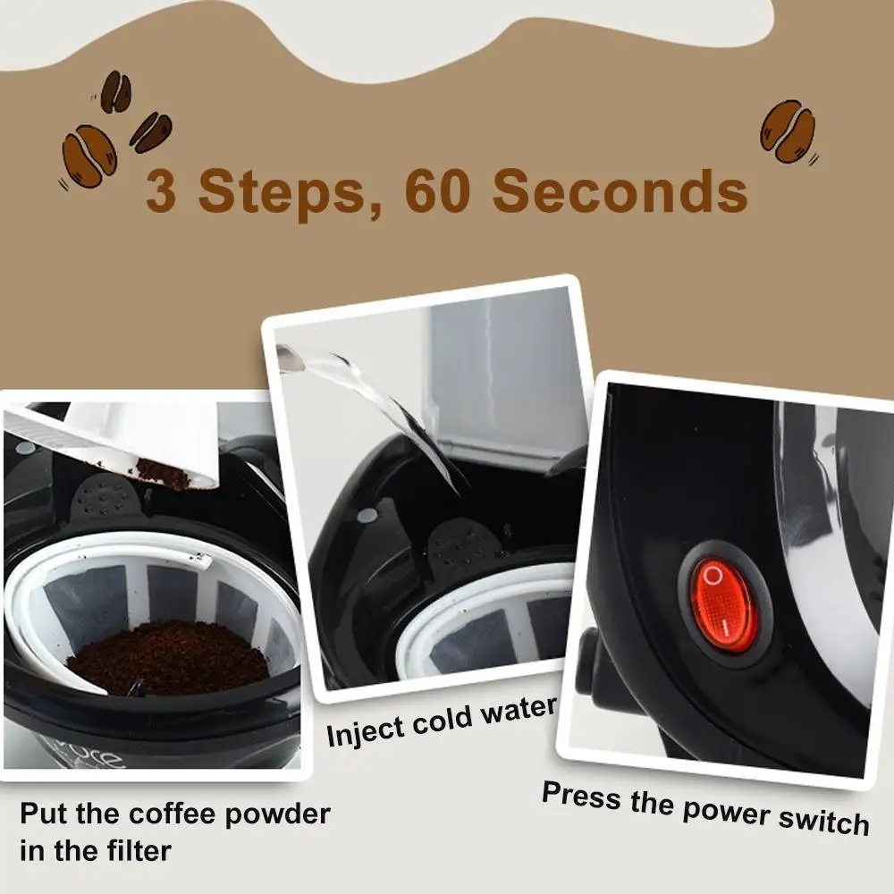 450W Electric Drip Coffee Maker Household Auto Dual Cup Coffee Machine Dual-use American Coffee Tea Machine 110V/220V
