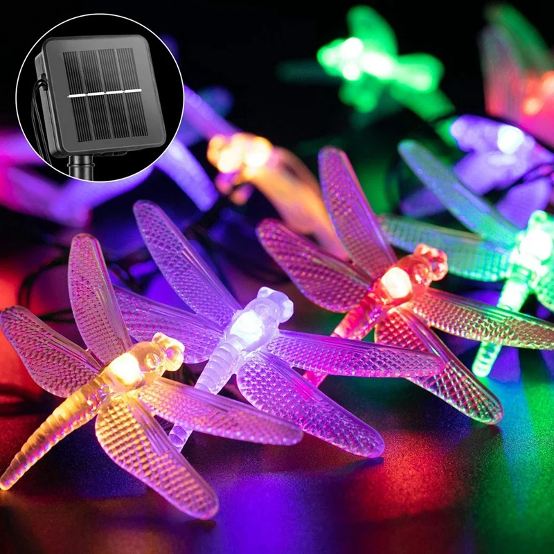 

Dragonfly Solar String Lights Outdoor Waterproof Solar Powered Fairy Lights,for Patio Garden Yard Fence Christmas Party