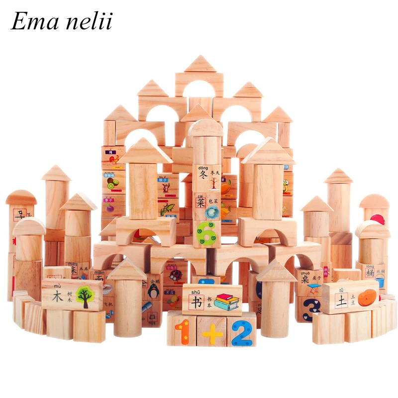 103 шт./компл. новые детские деревянные блоки игрушки для детей Обучающие