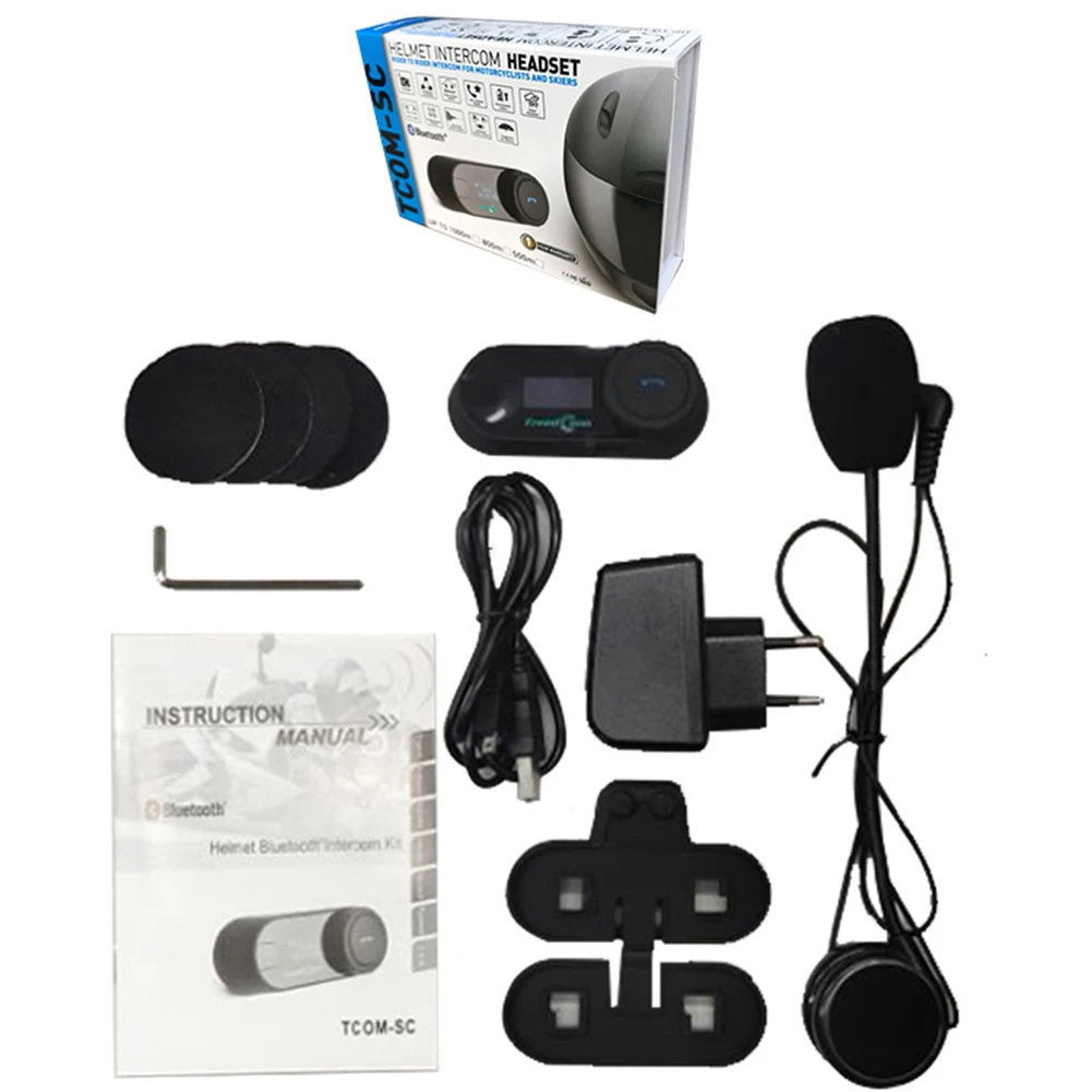 

T-COM SC Motorcycle Helmet Bluetooth-compatible Intercom Headset LCD Display FM Radio