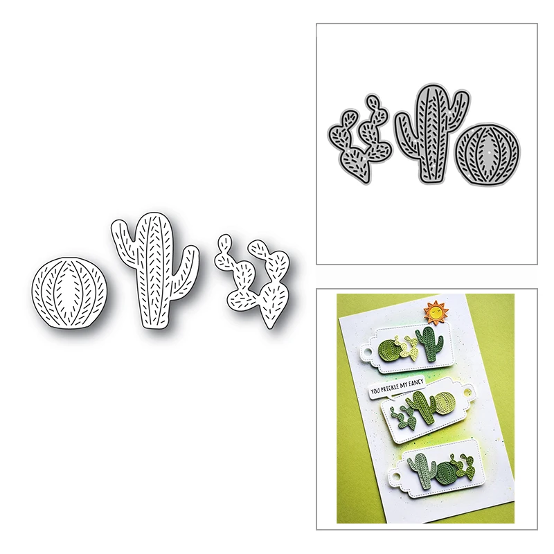 

2022 New Dotted Pattern Panel Letter Shaped Cactus Metal Cutting Dies DIY Craft Making Greeting Card and Scrapbooking No Stamps
