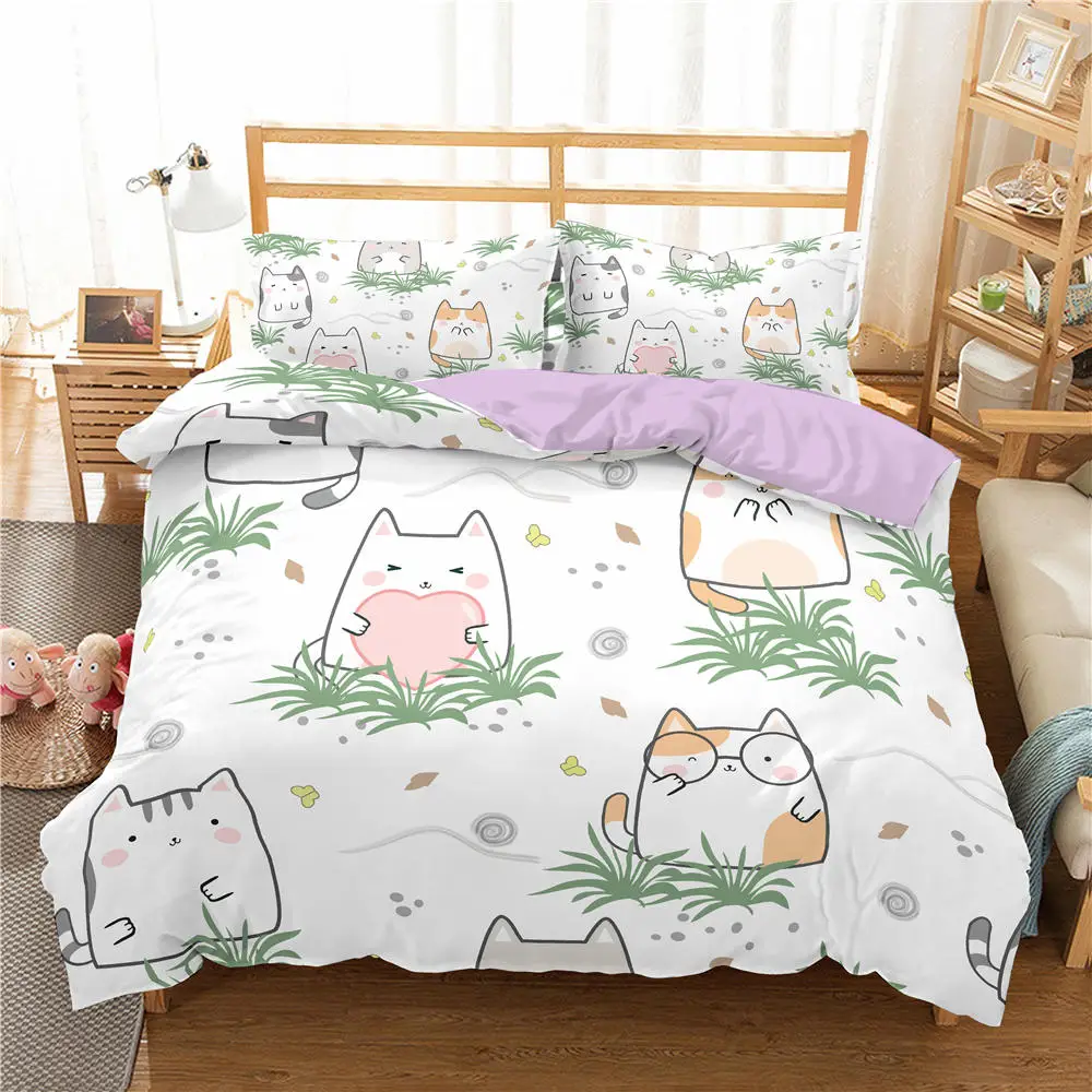 

Cartoons Kitten 3D Bedding Set Kids Boys Teens Cat Blanket/Quilt/Duvet Cover Sets Queen King Size And Pillowcase Bedclothes