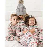 new christmas family matching outfit warm pajamas winter print long sleeve pant jumpsuit home mother daughter matching sleepwear