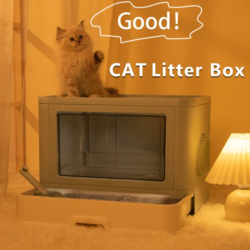 

Pet Cat Toilet Fold Bedpan Anti Splash Cats Dog Drawer Tray with Scoop Kitten Clean Toilette Plastic Sand litter Box Supplies