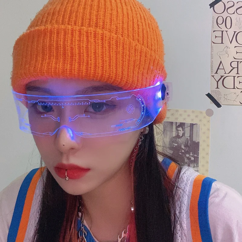 Модные светодиодные очки в стиле хип-хоп для женщин и мужчин уличная одежда